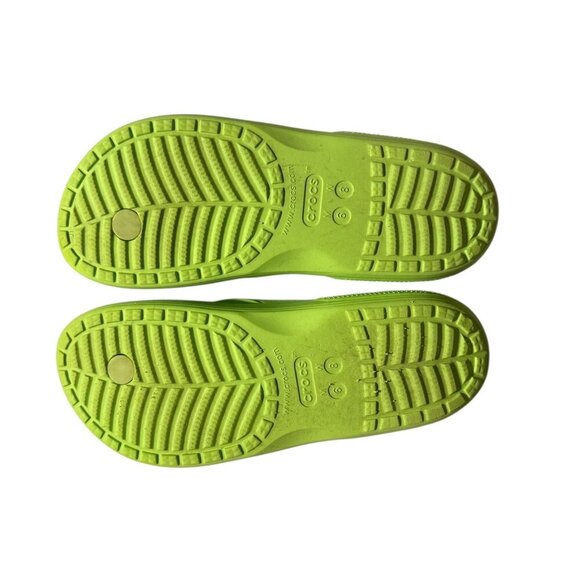 Crocs Womens Lime Green FlipFlops Sandals Lightweight Comfort Casual Wear sz 8 - Picture 5 of 5